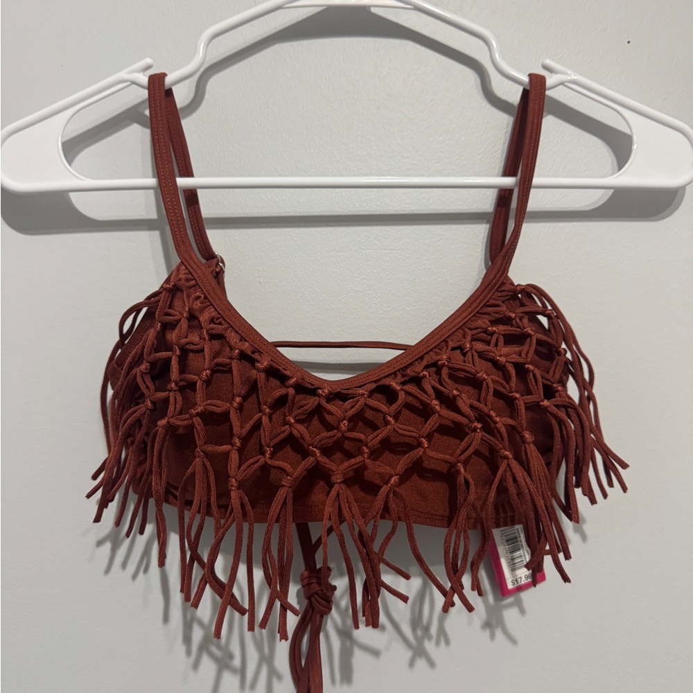 Target Brown Crochet Bikini Top with Fringe